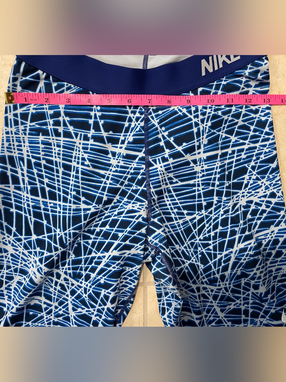 Nike Pro Blue and White Printed Compression Leggings - Picture 4 of 10